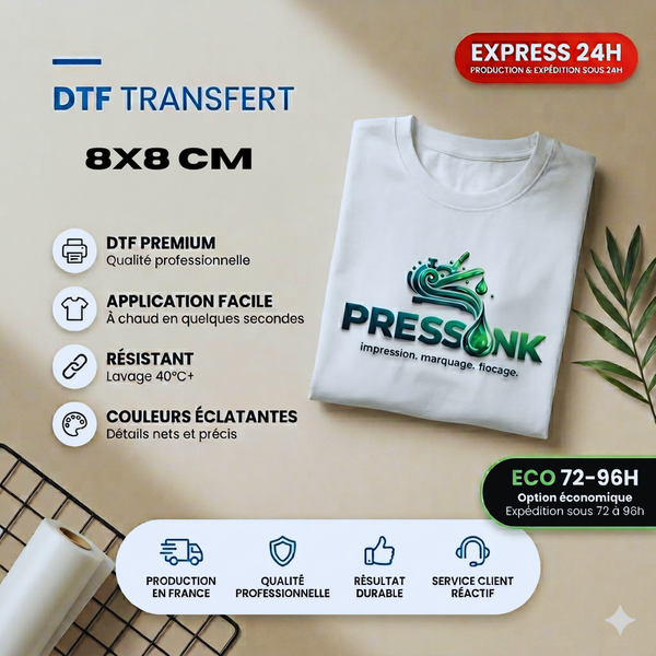 TRANSFERT DTF Coeur 8 x 8 cm - Production Express 24h