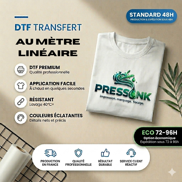 TRANSFERT DTF Textile au mètre linéaire - 35cm de large - Production Standard 48h