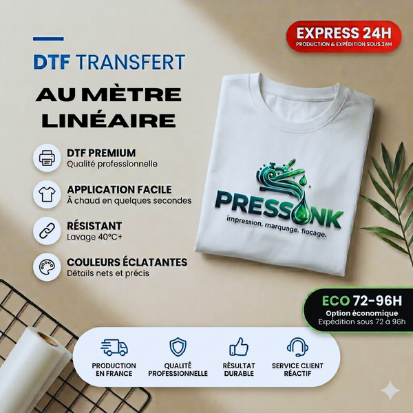 TRANSFERT DTF Textile au mètre linéaire - 35cm de large - Production Express 24h