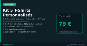 Kit T-Shirts Personnalisés — 5 pièces prêtes à appliquer